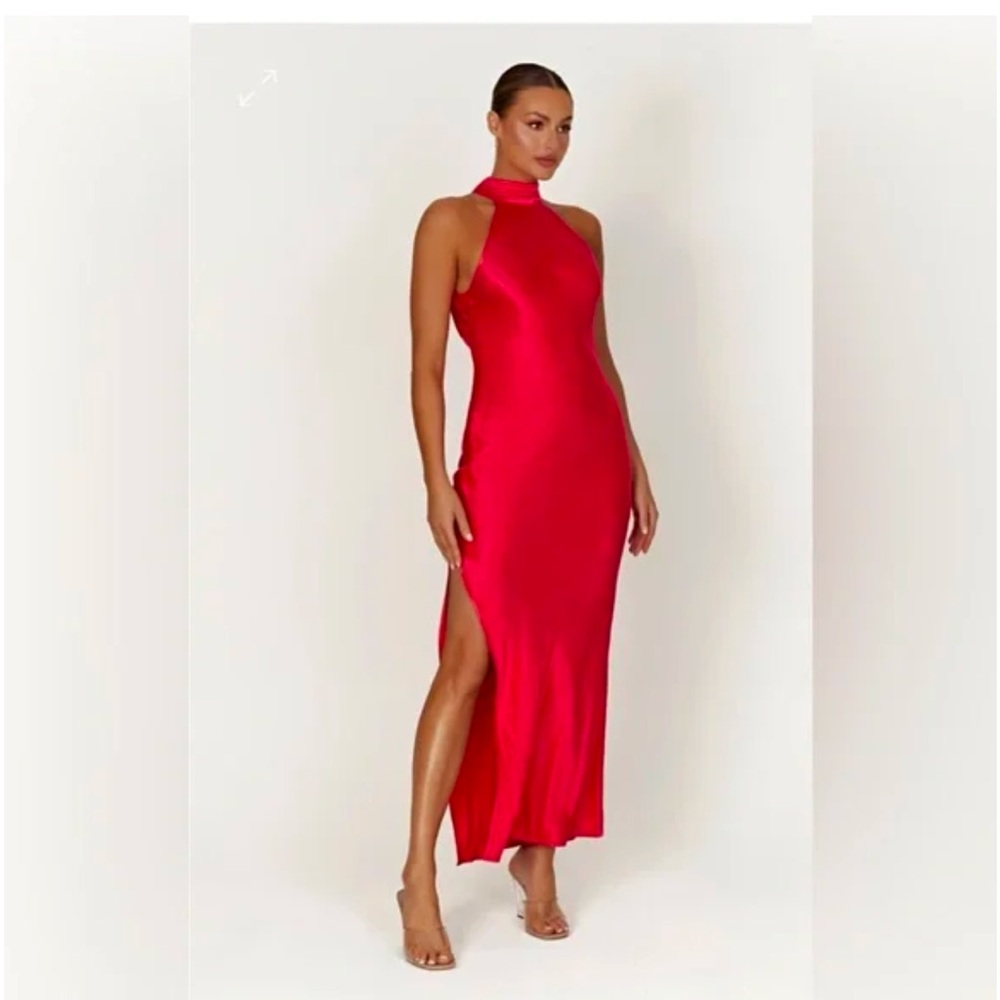NWT Meshki Claire Satin Dress Red